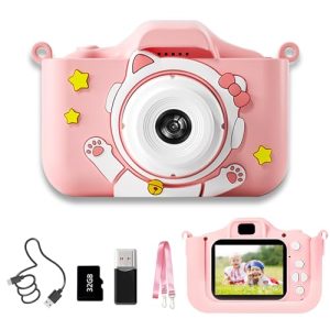 Lnicez Kids Camera 48MP Kids Digital Camera Dual Lens camera for kids 1080P Video Toddler Camera For Kids Age 3-12 Years old childrens camera Birthday Christmas Toy Camera Kids Gifts 32GB Card