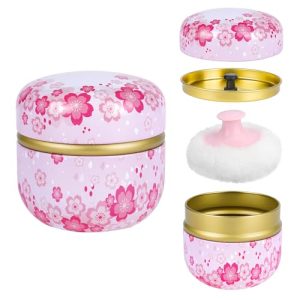 Yokilly Baby Powder Puffs Box: Medicated Talcum Powder Case with Soft Powder Puff for Baby Child Women - Storage Jar Container for Home Travel Small Items(Pink)