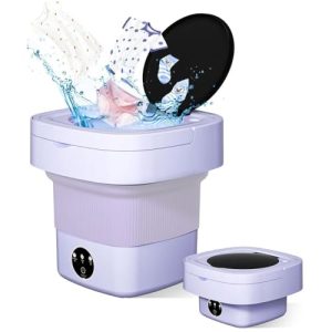 Foldable Portable Washing Machine - 10L Purple Mini Laundry Washer - 2-in-1 Smart Washer with 3 Cleaning Modes for Baby Clothes