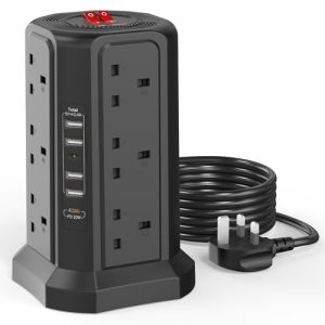 Tower Extension Lead with USB Slots 3M and 20W USB C Fast Charger