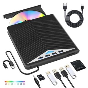 7 in 1 External DVD Drive - External CD/DVD Drive for Laptop