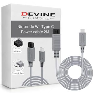 DevineCustomz® 2 Meters Type C Power Charge Cable for Wii u and Wii Power Supply Charger Wire Grey (Wii Console)