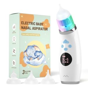 Nasal Aspirator for Baby Nose Sucker: Electric Nose Aspirator for Toddler with 3 Silicone Tips 5 Level Adjustable Suction - Automatic Nose Cleaner with Colorful Light and Soothing Music