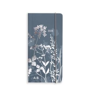 Matilda Myres 2025 Diary | Slim Size | Week plus Notes Diary | Planner January to December 2025 | Softback Covers with Elastic Closure | Personalised Version - Grey