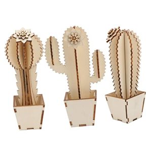 Gogogmee 3pcs Wooden Ornaments Creative Cactus Decor House Decorations for Home Mexican Decor Home Ornament Artificial Cactus Office Decoration Festival Layout Decor Tropical Party Favo