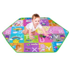 Baby Mats for Floor Hexagon Educational Elastic Mats Soft Playmat for Baby's Crawling Tummy Time Kids Mat Waterproof Newborns Crawling Mat Anti-Slip Shockproof Mats