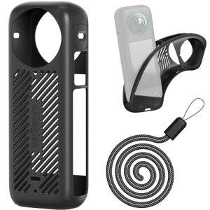 Honbobo X4 Protective Case X4 Silicone Case compatible with Insta360 X4 Silicone Protective Case X4 Camera Cover Accessories (Black)