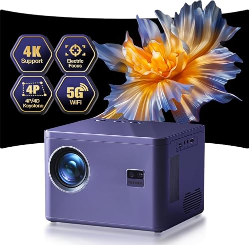 Projector 4K [Electric Focus & 6D/6P Keystone & Zoom] Supported