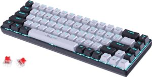 abucow 68-Key Mechanical Keyboard with Blue Backlight 60% Gaming Keyboard Gray-Black Keycaps - Red Switches for a Premium Typing and Gaming Experience on PC and Mac (Gray-Black Keyboard)