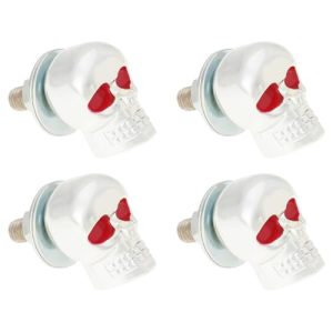 VGOL 4Pcs Number Plate Screws Skull License Frame Fixings Plate Bolts M6 Universal License Plate Fasteners Screws for Car and Motorcycle Silve