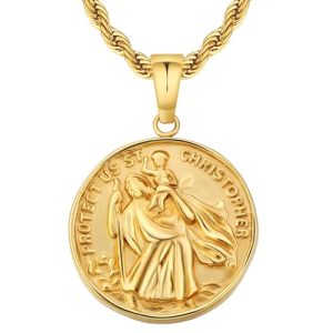 KRKC&CO 2.5mm St Christopher Necklace for Men