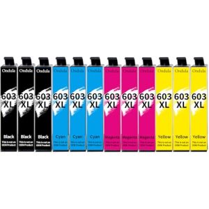 12-Pack 603XL Ink Cartridges Multipack High Yield Replacement for Epson 603 603 XL for Expression Home XP-2100 XP-2150 XP-2155 XP-3100 XP-3150 XP-3155 XP-4150 Workforce WF-2810 WF-2820 WF-2830 WF-2835
