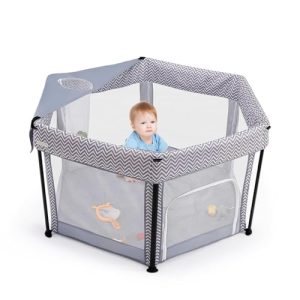 Baby Playpen Foldable Play Pen: Playpen for Baby and Toddlers Strong and Sturdy Portable Playpens | 360 Degree Viewing Breathable Mesh - Kids Fold Away Baby Fence Collapsible Play Yard Activity Cente