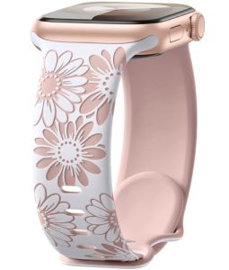 Maledan Floral Engraved Strap Compatible with Apple Watch Straps 41mm 40mm 38mm for Women