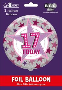 18in Foil Balloon Age 17 | 17th Birthday Foil Balloon for Girls