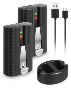Abeden 2Pack Video Rechargeable Battery with Charger Station