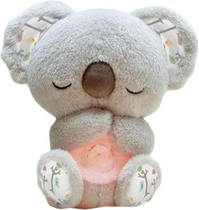 Breathing Koala Panic Anxiety Relief Koala Plush Stuffed Animal Soothing Koala Bear Rhythm Breathin with Sensory Music and Lights for Sleep Companion Four Levels Adjustable