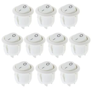 VGOL 10PCS Round Rocker Switch KCD1 Mini Round Toggle Switch On/Off 2 Position Button AC Power Switch for Car Boat Lighting 6A/250V 10A/125V