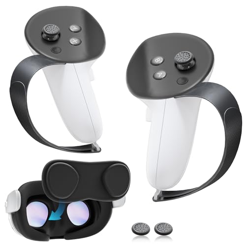 CloudValley Controller Grips for Meta Oculus Quest 3 with [Adjustable Knuckle Straps + Anti-Dusk Mask]