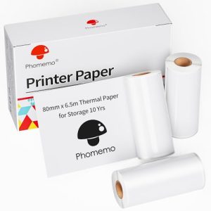 Phomemo 80mm White Printable Thermal Paper 3 Rolls