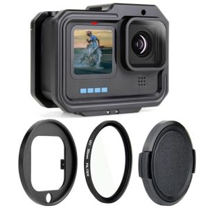 GEPULY Aluminum Frame Housing Case for Gopro 12 11 10 9 Black