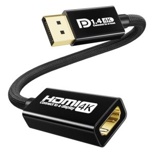 OHBUYAGN Active DisplayPort to HDMI Adapter,DP 1.4 to HDMI 2.1 Cable Supports 4K@120Hz 4K@60Hz 2K@120Hz 2K@60Hz HDR HDCP 2.2,Uni-Directional DP Male to HDMI Famale Connector for HP Dell AMD NVIDIA PC