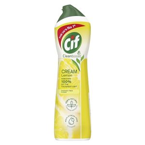 Cif Lemon Cream Cleaner multipurpose surface cleaner with 100% natural cleaning particles removes 100% of the toughest dirt 500 ml