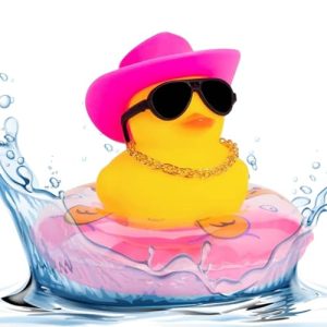 Rubber Ducks Bath Toys - Novelty Bath Ducks Mi-ni Float Duck Squeaky Bath Duckies Yellow Rubber Ducks With Hat Sunglasses For Baby Bath Toys Car Decoration Supplies