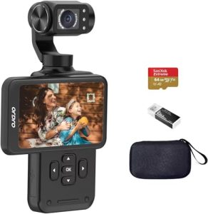 ORDRO M5 5K Vlogging Camera with 3-Axis Stabilizer 120° Ultra-Wide Angle IR Night Vision 3.5'' Rotatable IPS Screen