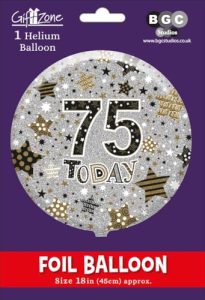 18in Foil Balloon Age 75 | 75th Birthday Foil Balloo