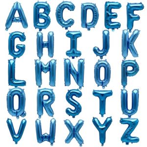 52 Pcs Blue Letter Balloons 16 Inch Mylar Foil Alphabet A-Z Balloon Custom Personalized Phrase Banner Reusable for Birthday Baby Shower Wedding Anniversary Party Decoratio
