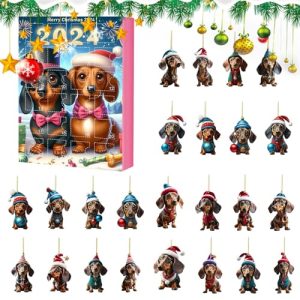 Dachshund Advent Calendar 2024 | Christmas Vacation Advent Calendar With 24 Funny Dog Pendants | 24 Days Christmas Countdown Calendar | Christmas Home Decorations For Kids Adults