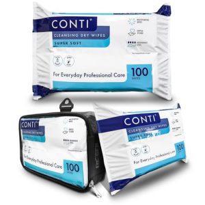 RE-GEN FlexPouch Dry Wipe Dispenser & Conti Super Soft 30x22cm Patient Cleansing Wipes