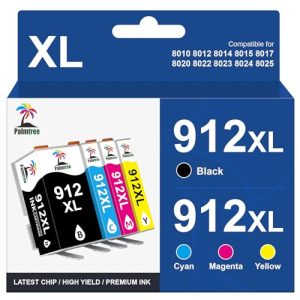 Palmtree 912XL Ink Cartridges multipack Compatible for HP 912 Ink Cartridges HP 912XL 912 XL for HP OfficeJet 8010 8012 8014 8015 8017 HP OfficeJet Pro 8020 8022 8023 8024 8025 (4 Pack)