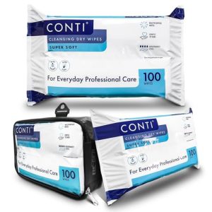 RE-GEN FlexPouch Dry Wipe Dispenser & Conti Super Soft 30x28cm Patient Cleansing Wipes