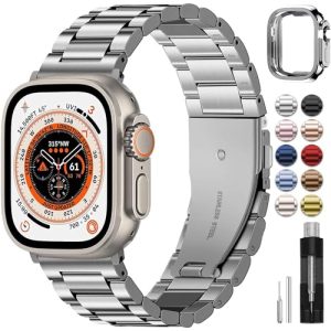Fullmosa Metal Strap Compatible with Apple Watch Strap 49mm Stainless Steel Replacement Band Compatible with iWatch Series Ultra/Ultra 2 Strap