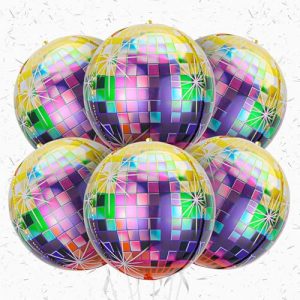6Pcs Disco Ball Balloons Colorful