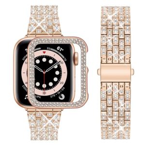 Wutwuk Compatible Bling Apple Watch 9 8 7 Straps 45mm with Bling Case