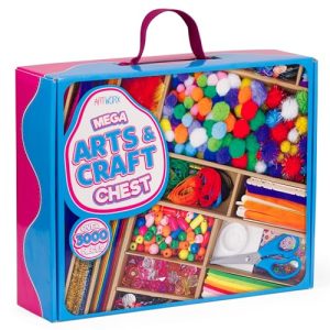 Artworx Arts and Crafts Chest for Kids - Kids Craft Kit with 3000+ Pieces - Craft Set for Kids Age 5-12 - Craft Box Library for Boy or Girls - Includes Ideas Guide Booklet - Craft Gift for Girls