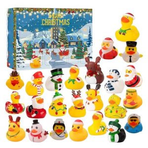 Rubber Duck Advent Calendar 2024 | Christmas Toy Advent Calendar 2024 | 24 Days Duck Bath Toys Christmas Countdown Calendar | Cartoon Rubber Ducks Toy Set for Christmas Party Favors
