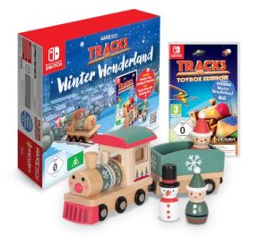 Maxx Tech Tracks Winter Wonderland Kit for Switch - includes 1x Wooden Train and Train carriage; Wooden Scenery characters & downloadable code for Tracks Toy Box Edition plus Winter Wonderland DLC