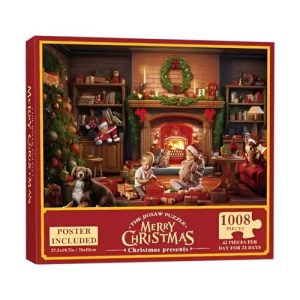 Jigsaw Advent Calendar 2024 | 24 Parts 1008 Pieces Puzzle Toy Advent Calendar 2024 | Christmas Advent Calendar 2024 | Christmas Jigsaw Puzzles Countdown Calendar for Kids and Adults