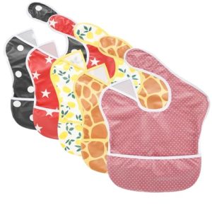 TSD Baby Bibs Waterproof Feeding Bibs 5pack Adjustable Mealtime Poctet Bib for Newborn Toddler Infant Easy Clean Boy Girl Baby Essentials Shower Gif