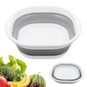 YAZHED Collapsible Washbasin 1 Piece Space Saving Portable Laundry Basin for Laundry Basin Vegetable Basin Washbasin Footbasin Dishwashing Basin Grey Plastic Square Basin Small 2.5L