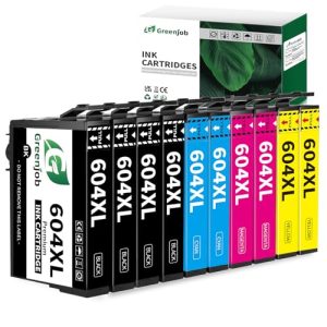 Greenjob 604XL Ink Cartridge Replacement for Epson 604 Ink Cartridges Multipack Compatible with Expression Home XP-2200 XP-2205 XP-3200 XP-3205 XP-4200 XP-4205 Workforce WF-2910 WF-2930 (10-Pack)