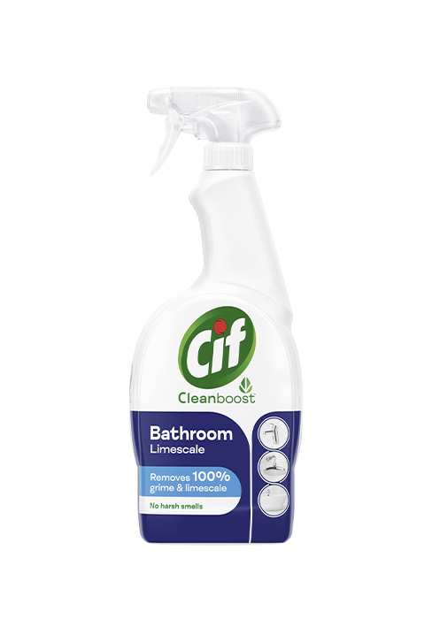 Cif Cleanboost Bathroom Spray removes 100% of grime and limescale