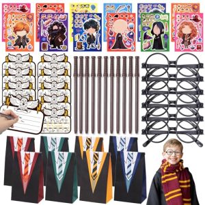 G.C Wizard Party Bag Fillers Kids' Party Favours with Magic Wand Pencil Party Glasses Invitations Gift Bags DIY Stickers Magician Party Supplies Pre Filled Party Bags Fillers Kids Boy Girl