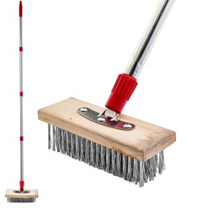 60" Stainless Steel Wire Broom Deck Scrub Brush with Long Handle