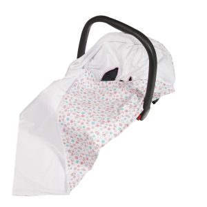 Viculii Double Sided Baby Wrap for car seat | mint and pink flowers baby girl wrap swaddle cover cosytoes blanket for car seat 100x100cm