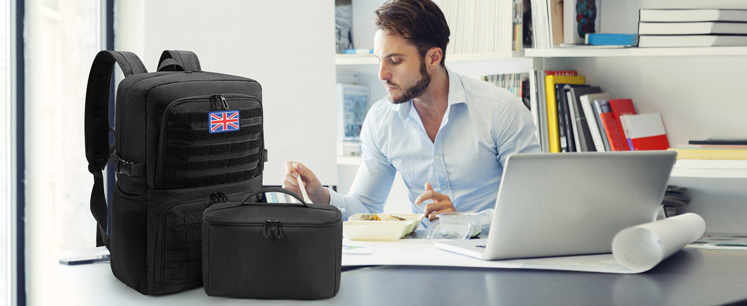 BERTASCHE Lunch Backpack 15.6 inch Laptop Backpack with Lunch Bag